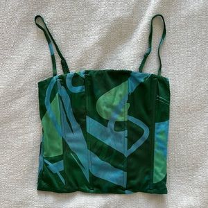 Tiger Mist Green Floral Averill Corset Top